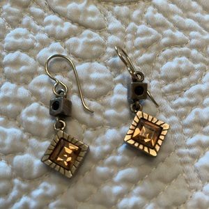 Patricia Locke Earrings Gold w/gold,black crystals